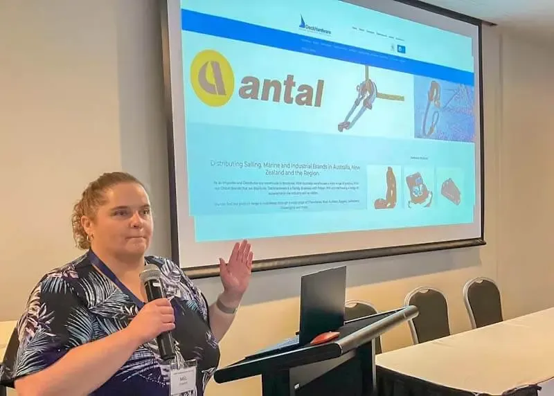 Mel Yeomans talking at the Women Who Sail Australia Gathering